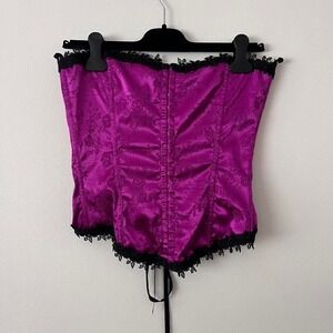 y2k fredericks of hollywood corset with lace trim woman sz 36 renaissance core